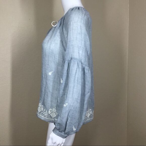 Vince Camuto Embroidered Tassel-Tie Top (A7) - Picture 4 of 7